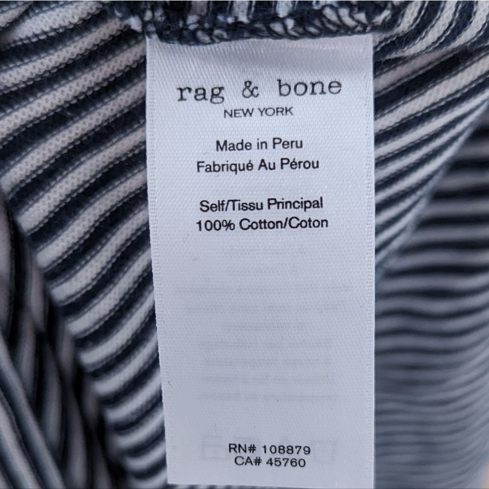 Rag & Bone Navy Blue and White striped long sleeve cotton dress - Picture 3 of 4